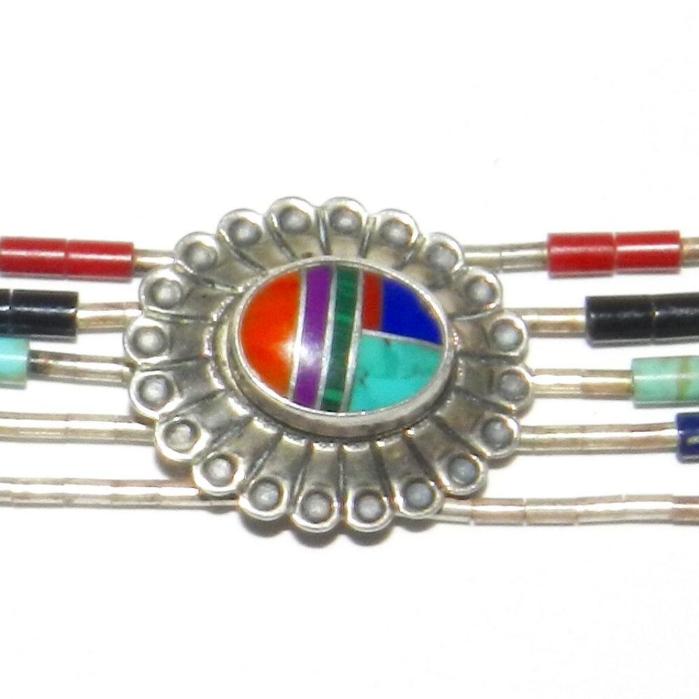 VINTAGE SIGNED QT LIQUID STERLING SILVER BRACELET 7 1/4" LONG